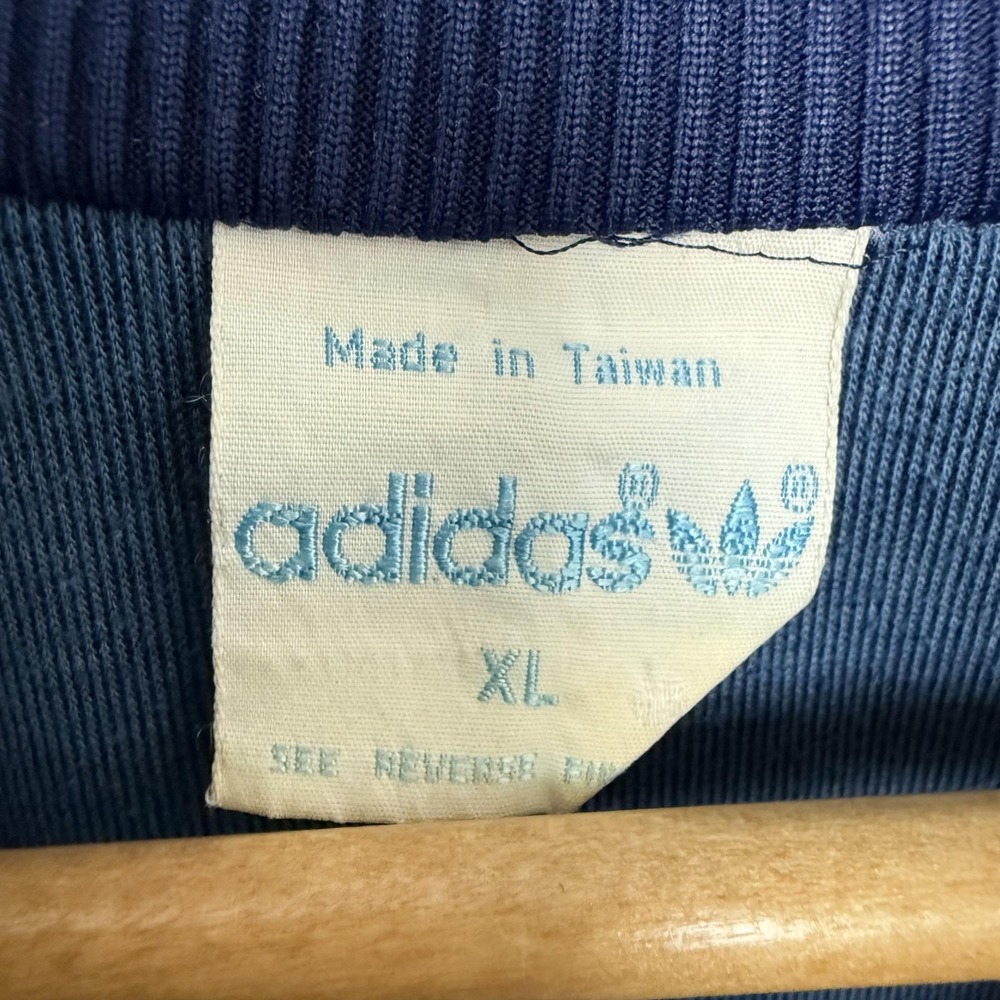 Vintage Adidas Jacket Mens XL Blue Stripe Track Full Zip Taiwan Trefoil 80s 90s - Picture 2 of 16